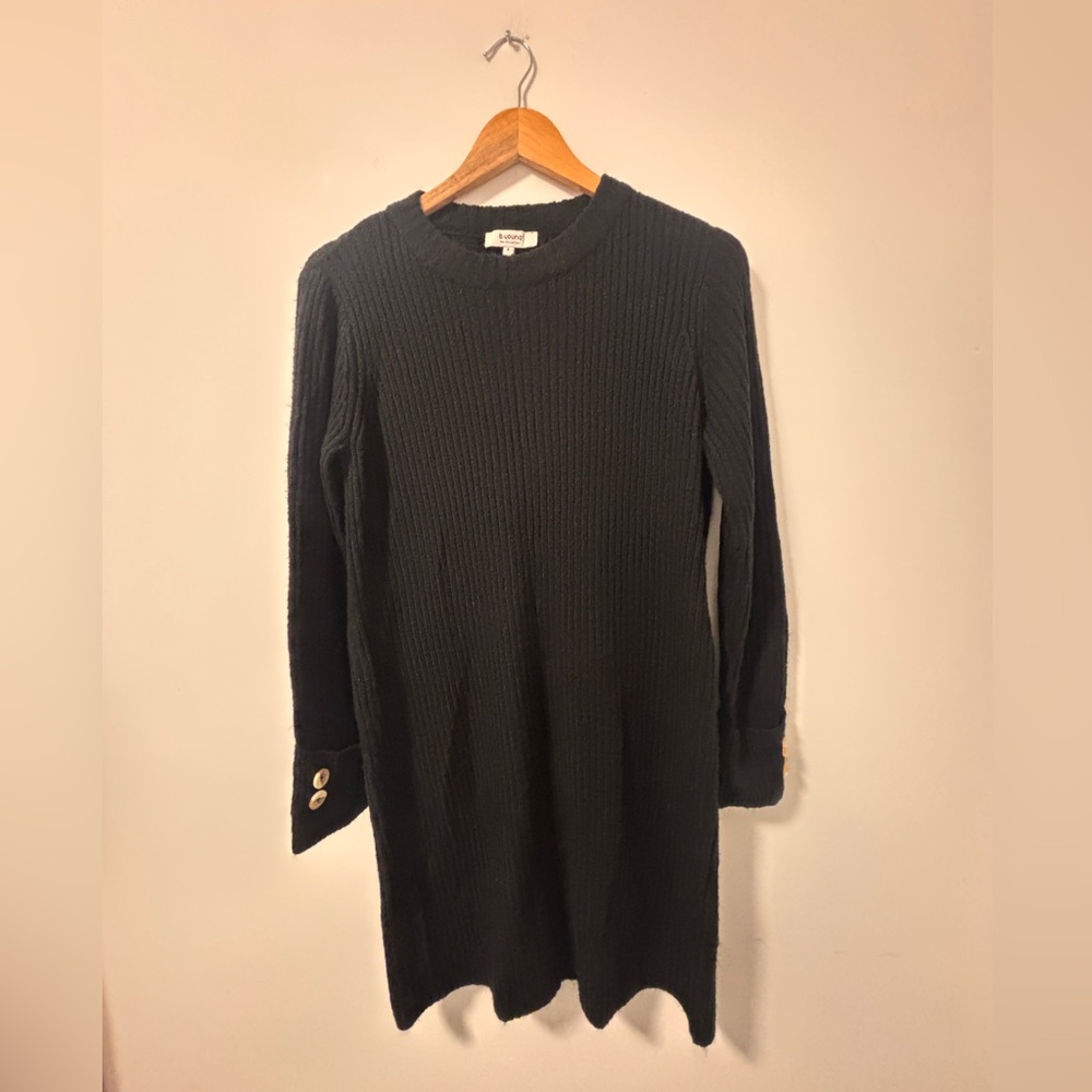 b.young Black Ribbed Knit Dress